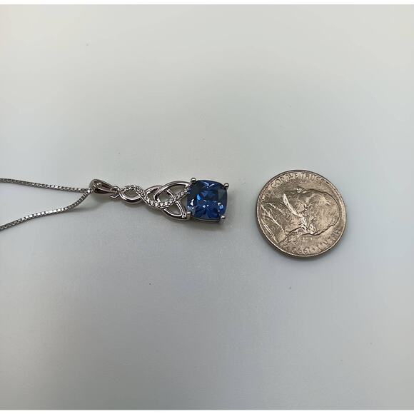 Celtic Knot 925 Sterling Silver Necklace Simulated Tanzanite CZ Pendant 18–20" - Picture 5 of 5